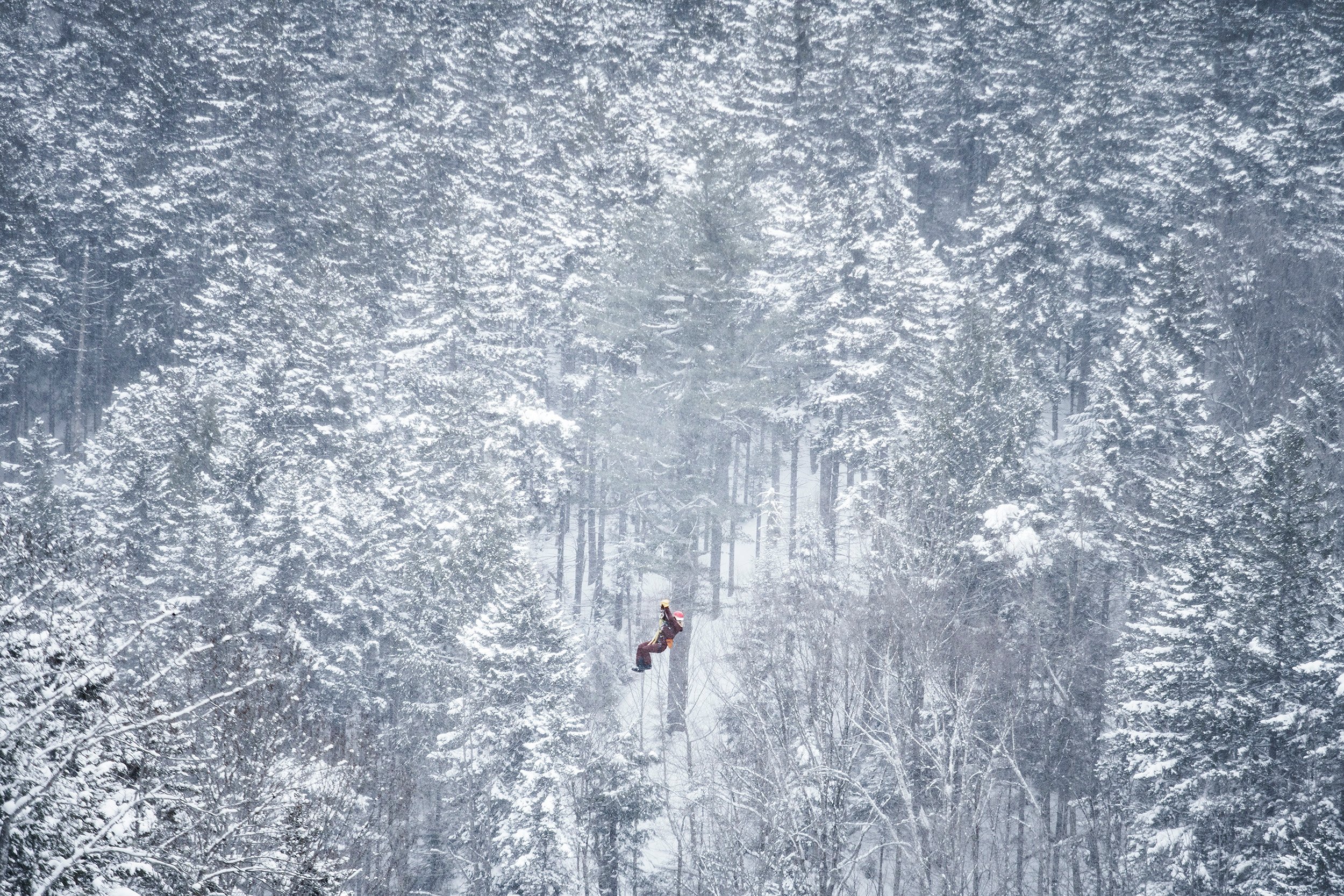 Bretton Woods canopy tour during the winter