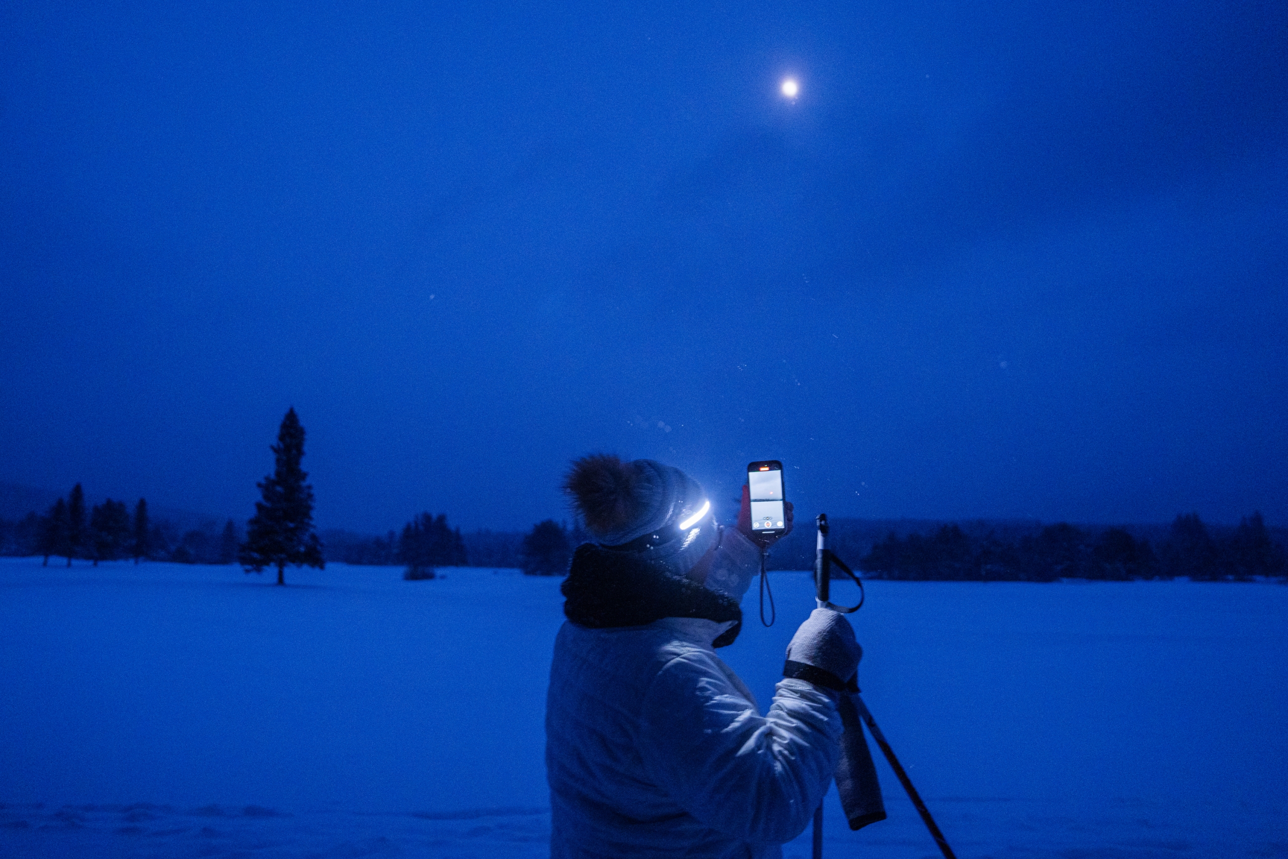 A person recording the beautiful night sky at Bretton Woods