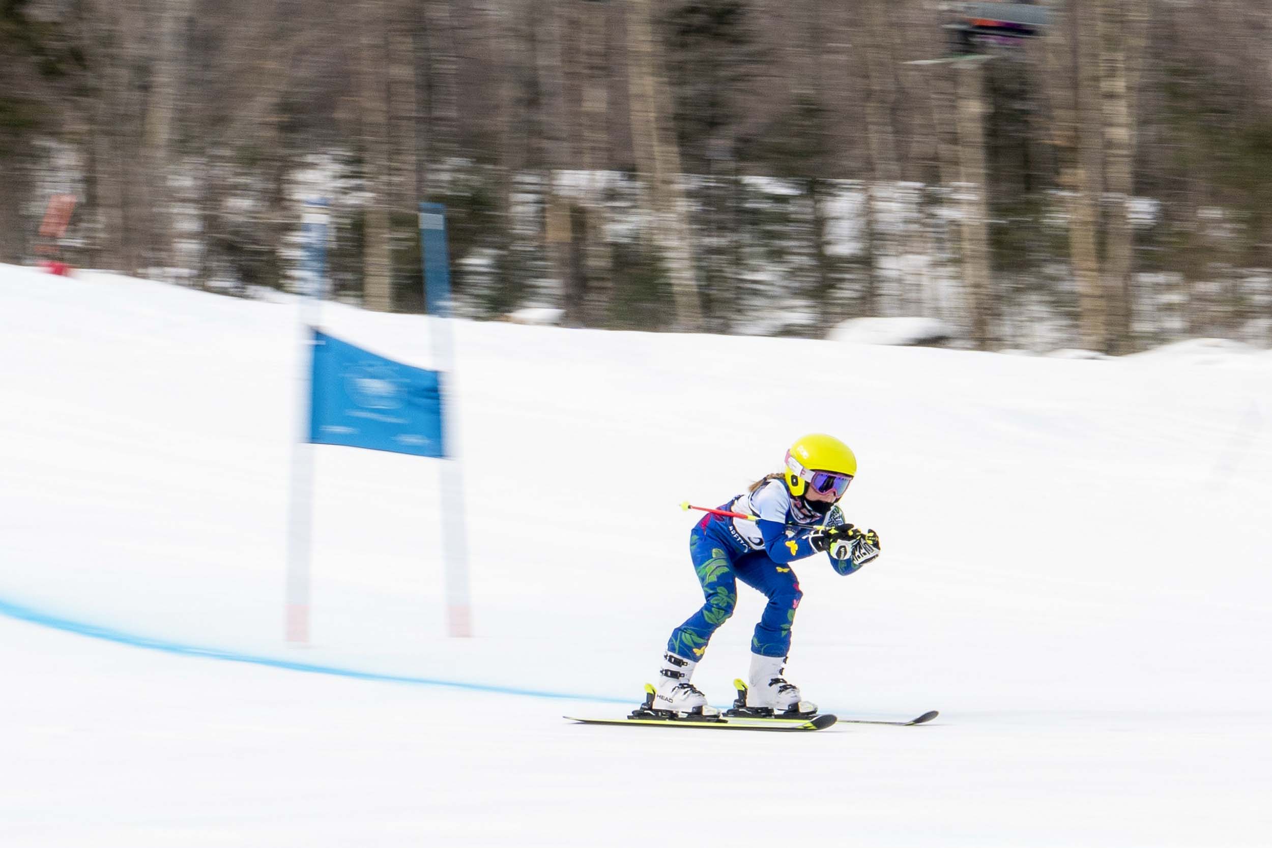 An alpine skier glides down the hill at Bretton Woods.