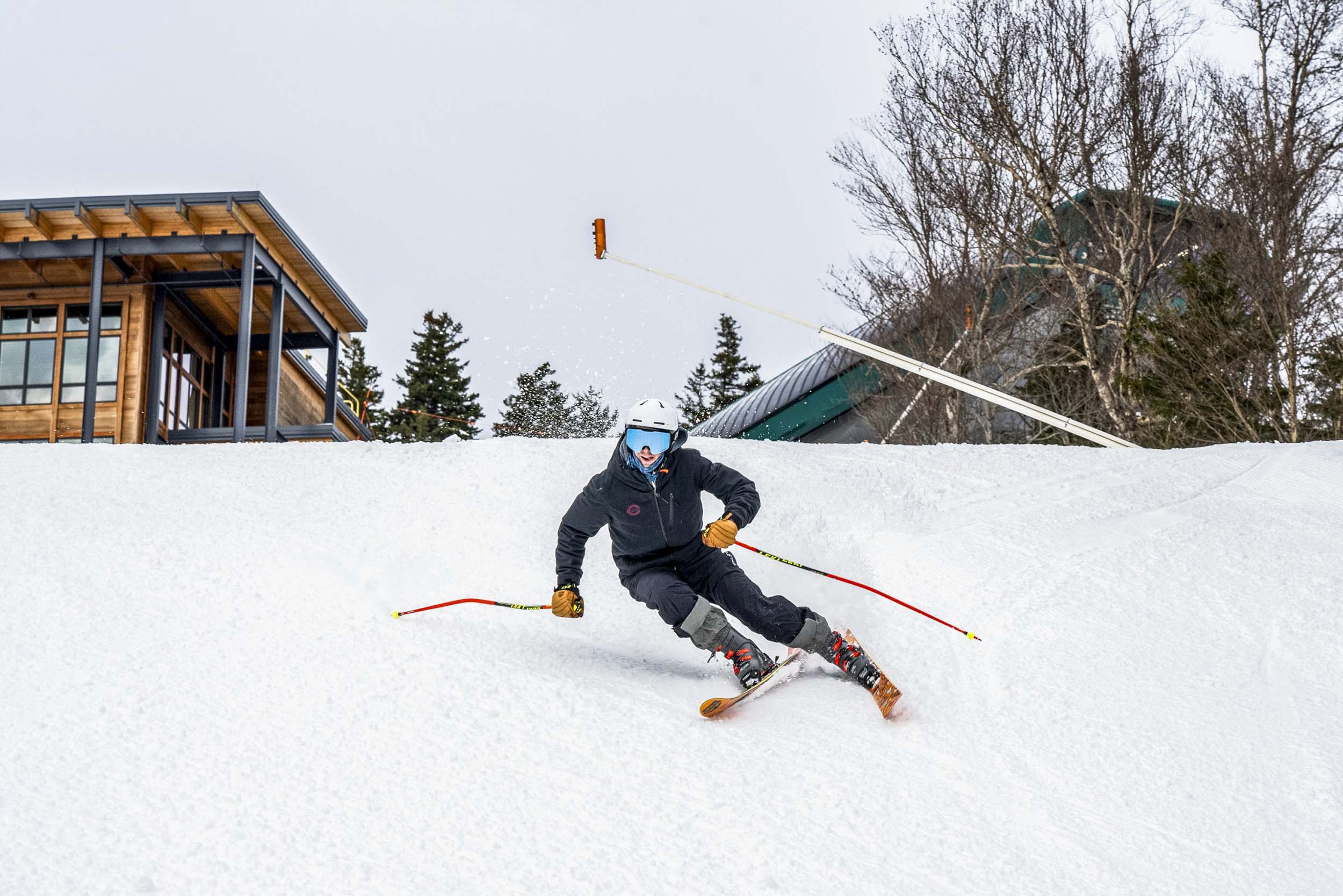A skier glides down the hill at Bretton Woods.