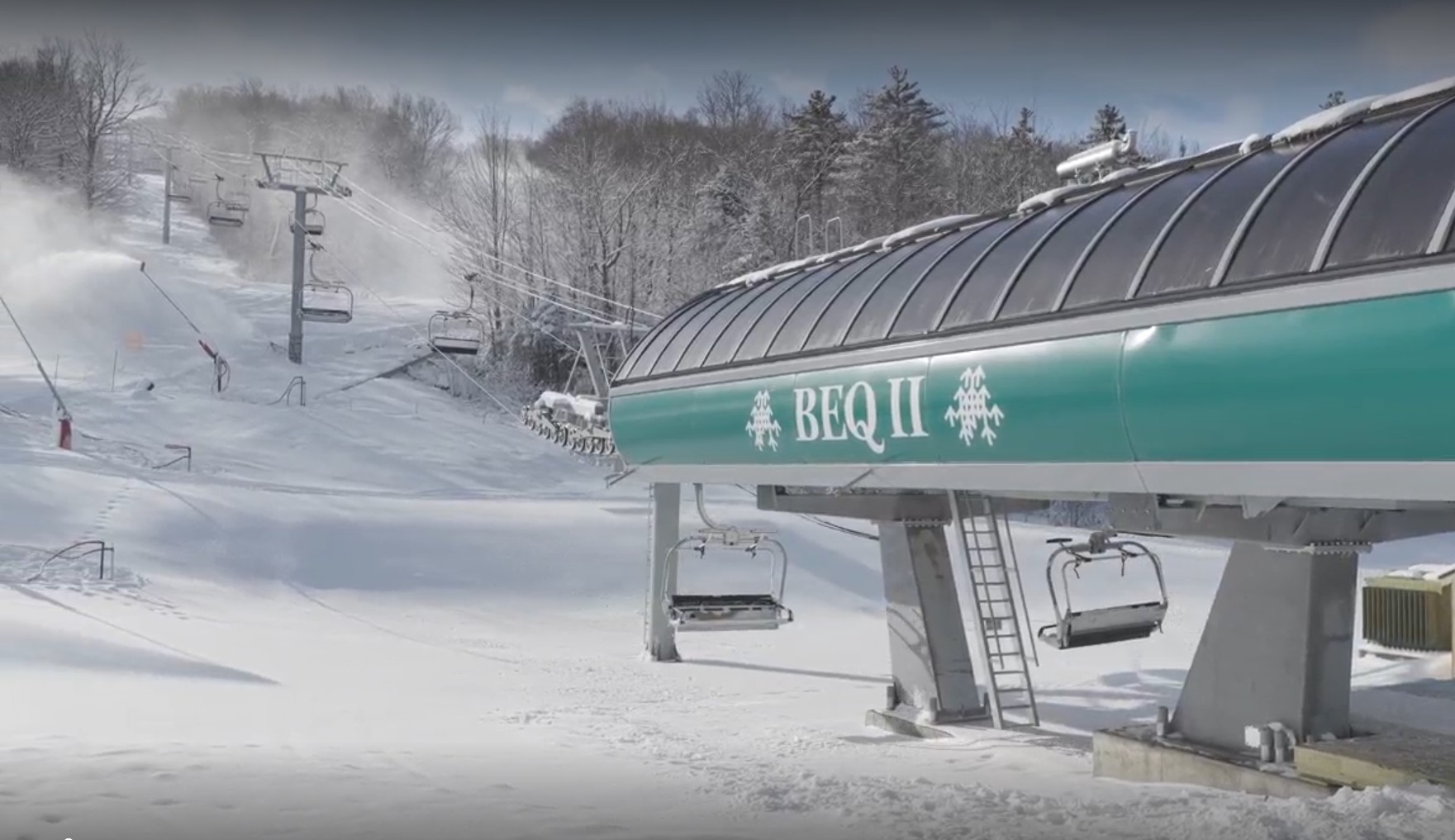 New Bethlehem Express Quad II chairlift as seen from the base of Bretton Woods Ski Area
