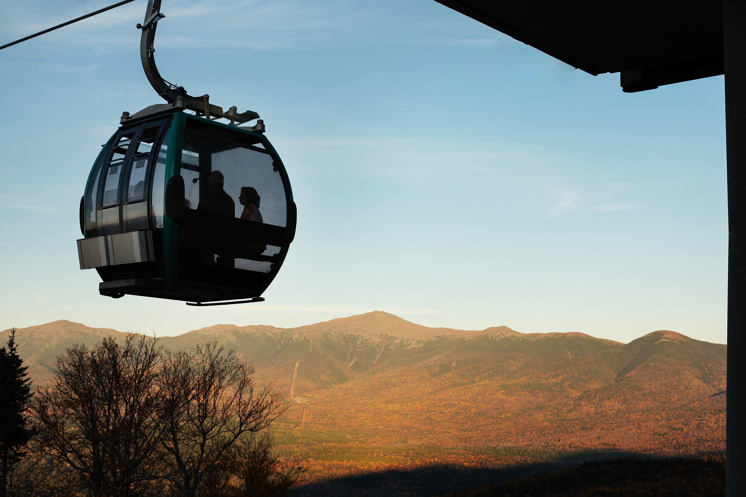 Gondola ride from Bretton Woods during sunset of Mount Washington and Presidential Range
