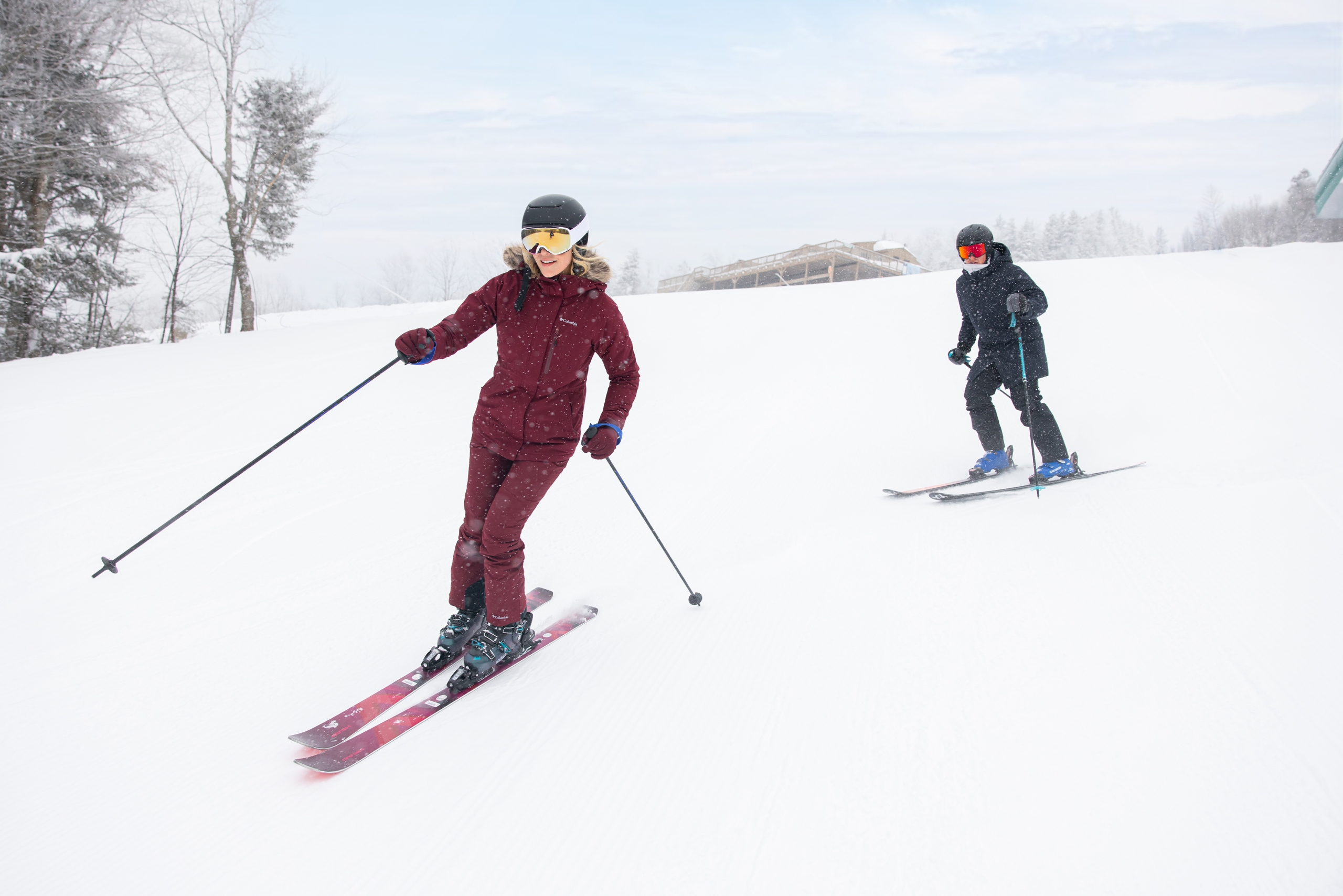 Couple alpine skiers at Bretton Woods