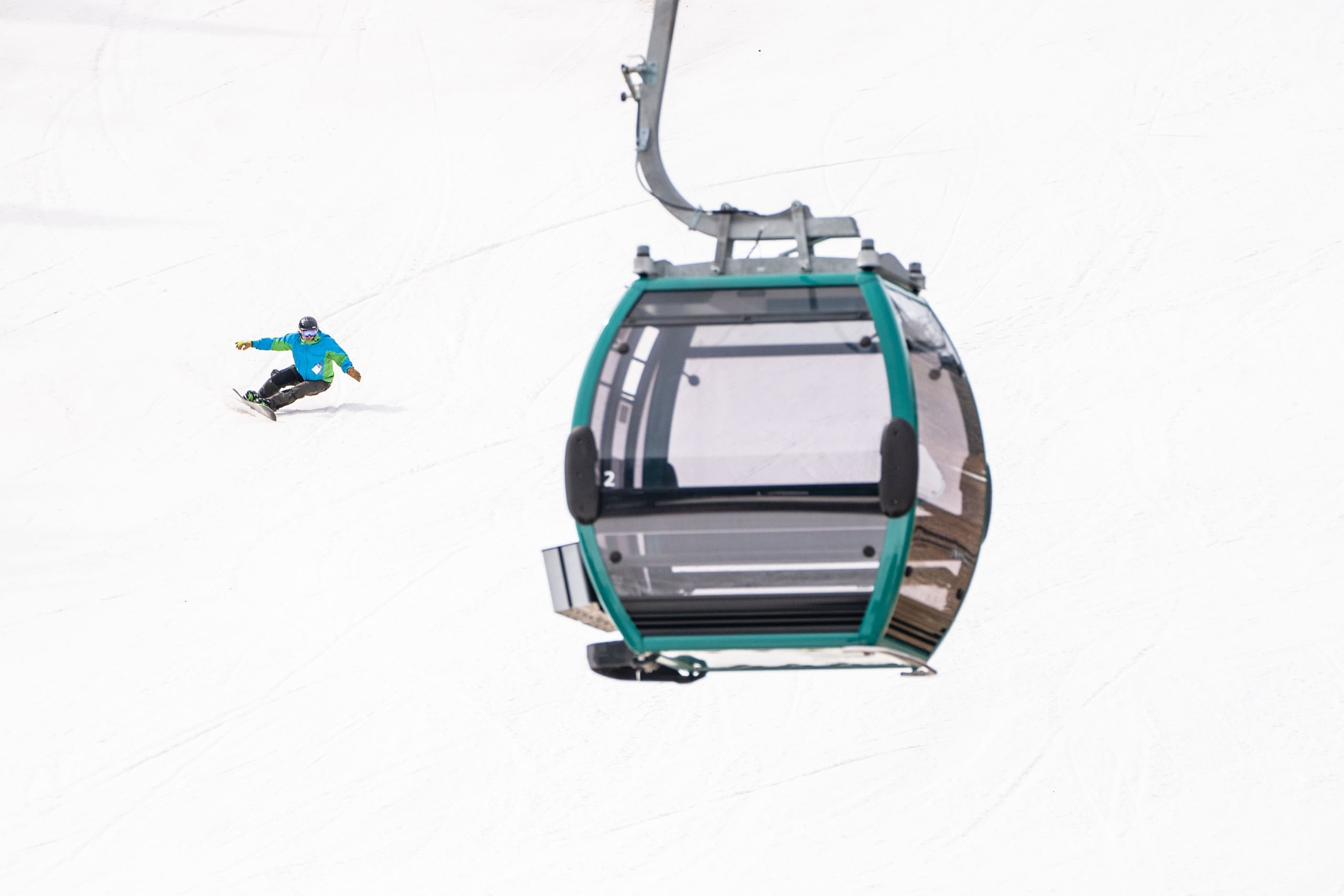 Bretton Woods Ski Area Snowboarder and Gondola