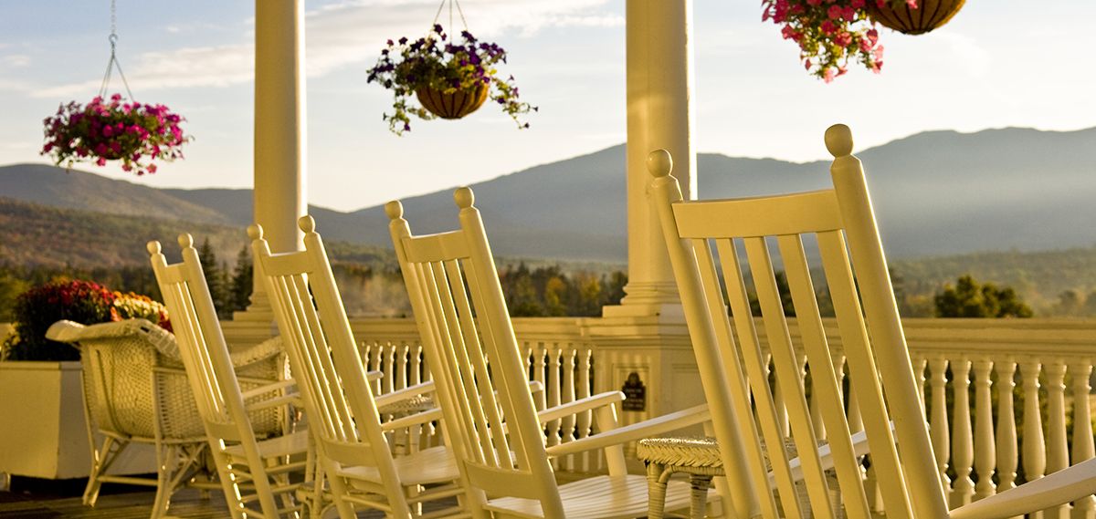 Omni Mount Washington Hotel veranda in summer